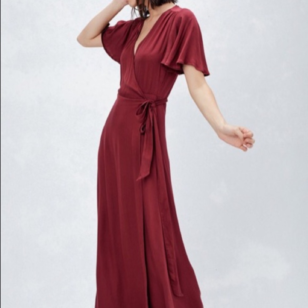 LoveStitch Wine Elena Wrap Dress NWT